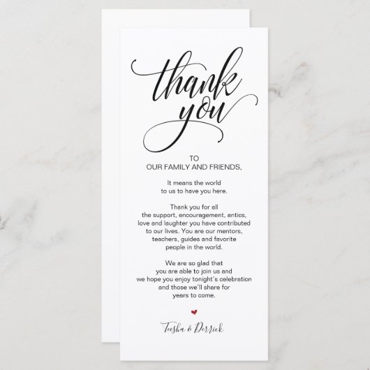 Verjaardagsviering Dank u Plaats Instelling Kaart (Voorkant / Achterkant)