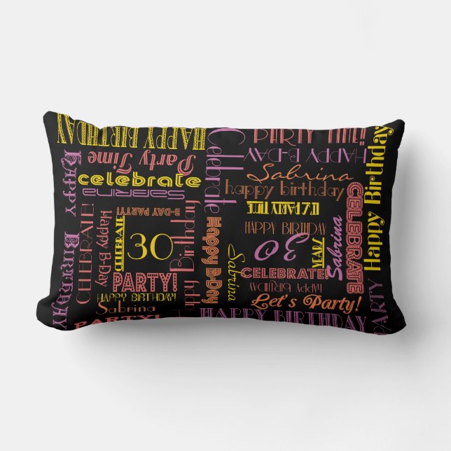 Verjaardagsviering! Duel Aangepaste NAAM en LEEFTI Kussen (Voorkant)