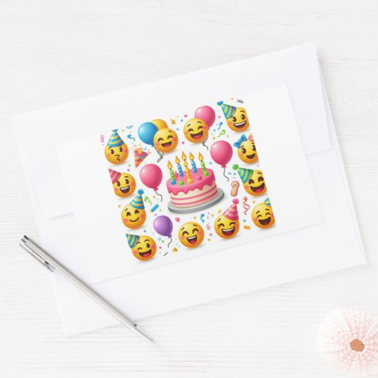 Verjaardagsviering Emoji Set Rechthoekige Sticker (Envelop)