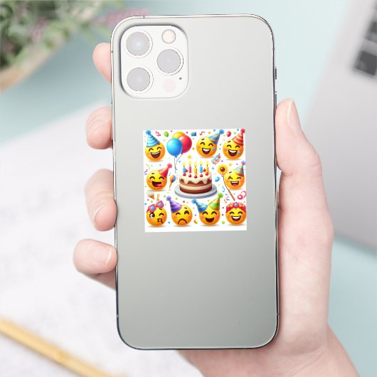 Verjaardagsviering Emoji Set" Sticker (Telefoon)