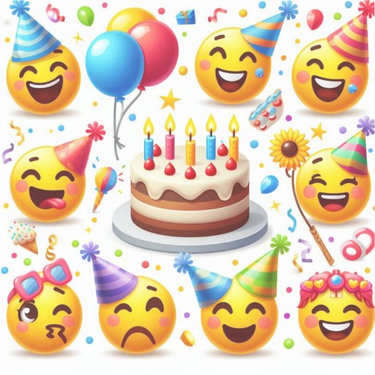 Verjaardagsviering Emoji Set" Sticker (Voorkant)