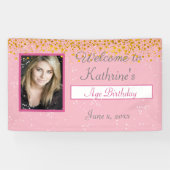 Verjaardagsviering Gouden Glitter, Sparkles Spandoek (Horizontaal)