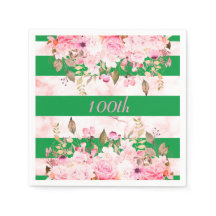 Verjaardagsviering Groen Roze Streep Bloemen