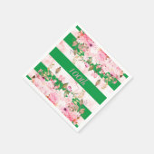 Verjaardagsviering Groen Roze Streep Bloemen Servet (Hoek)