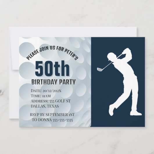 Verjaardagsviering met golfthema kaart (Voorkant)