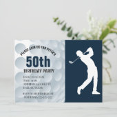 Verjaardagsviering met golfthema kaart (Staand voorkant)