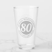 Verjaardagsviering met naam, leeftijd en verjaarda glas (Achterkant)