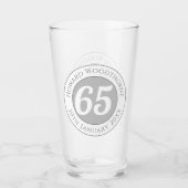 Verjaardagsviering met naam, leeftijd en verjaarda glas (Voorkant)