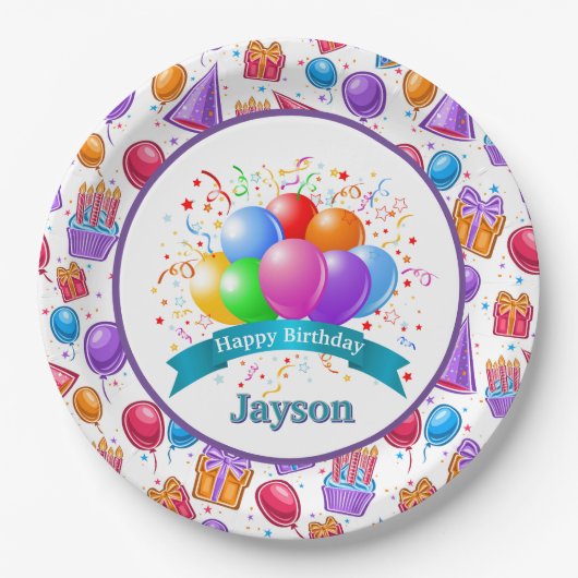 Verjaardagsviering personaliseren papieren bordje (Voorkant)