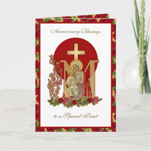 Verjaardagsviering Priester Zegeningen Maagd Maria Kaart