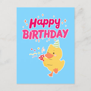 VERJAARDAGSViering Schattig Kawaii Kuiken Baby Kip Briefkaart