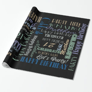 Verjaardagsviering! Subtiele aangepaste naam en le Cadeaupapier
