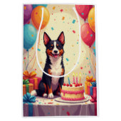Verjaardagsviering van een Australische Kelpie Medium Cadeauzakje (Voorkant)