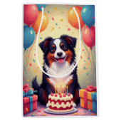 Verjaardagsviering van een Australische Shepherd Medium Cadeauzakje (Voorkant)