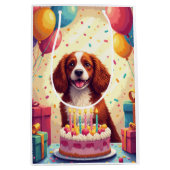 Verjaardagsviering van een Brittany Spaniel Medium Cadeauzakje (Voorkant)