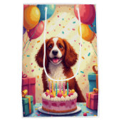 Verjaardagsviering van een Brittany Spaniel Medium Cadeauzakje (Achterkant)