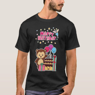 Verjaardagsviering van een knuffelbeer - Schattige T-shirt