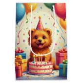 Verjaardagsviering van een Lowchen Medium Cadeauzakje (Achterkant)