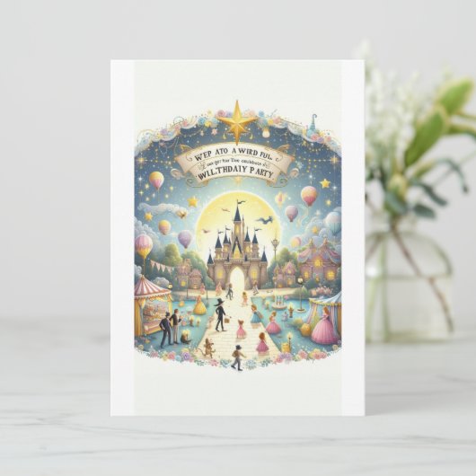 "Verjaardagsviering van het magische koninkrijk" Kaart (Staand voorkant)