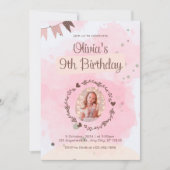 Verjaardagsviering voor negen jaar oud meisje kaart (Voorkant)