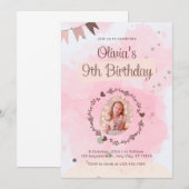 Verjaardagsviering voor negen jaar oud meisje kaart (Voorkant / Achterkant)