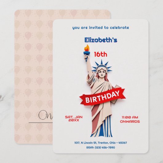 Verjaardagsviering Vrijheidsbeeld Kaart (Voorkant / Achterkant)