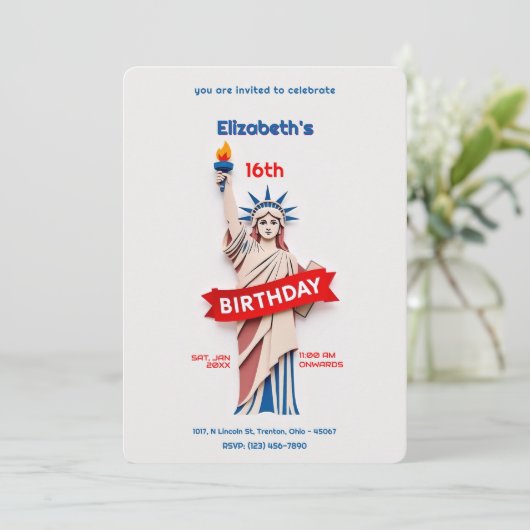 Verjaardagsviering Vrijheidsbeeld Kaart (Staand voorkant)