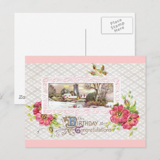 verjaardagsvignet briefkaart (Voorkant / Achterkant)