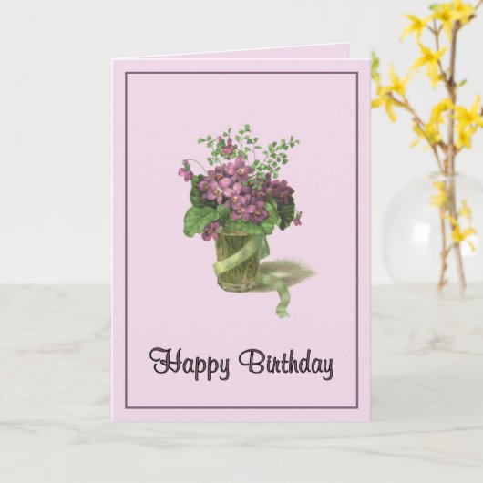 Verjaardagsviooltjes Kaart (Gele Bloem)