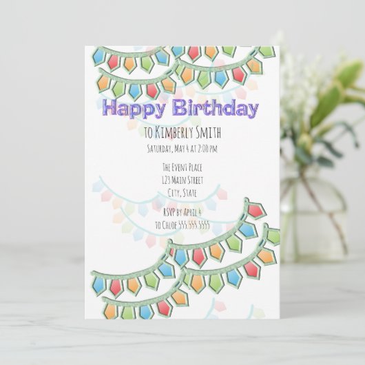 Verjaardagsvlaggenlijn Kaart (Staand voorkant)