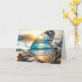 Verjaardagsvlinder met oceaanvleugels kaart (Gele Bloem)