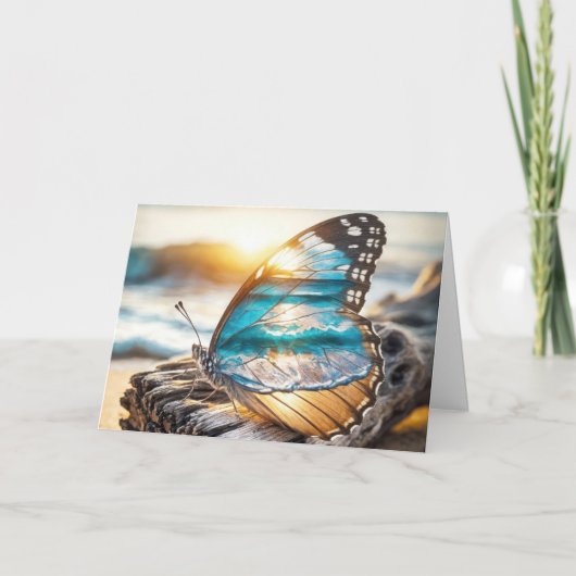 Verjaardagsvlinder met oceaanvleugels kaart (Voorkant)