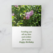 Verjaardagsvlinder van moeder op lila struik kaart (Binnen)