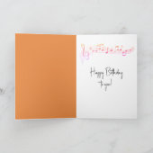 Verjaardagsvogel die zingt op een pompoen kaart (Binnen)