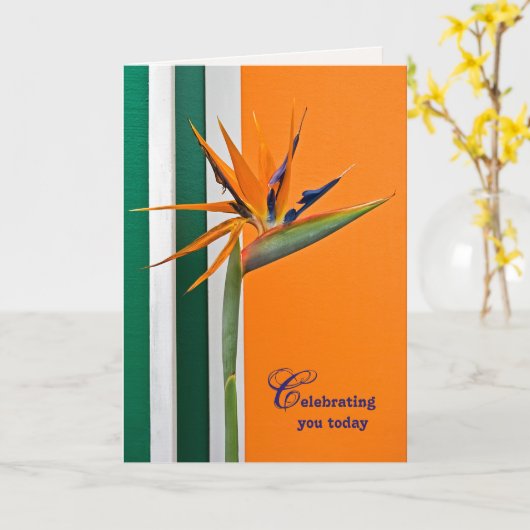 verjaardagsvogel van Paradise Kaart (Gele Bloem)