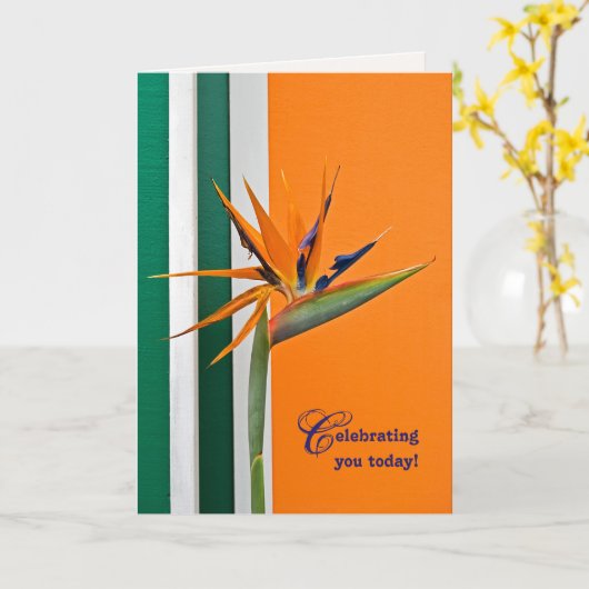 verjaardagsvogel van Paradise Kaart (Gele Bloem)