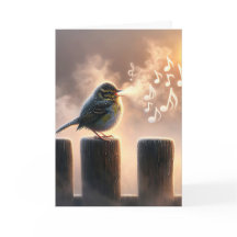 Verjaardagsvogel zingen in ochtendmist