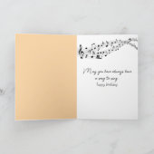 Verjaardagsvogel zingen in ochtendmist kaart (Binnen)