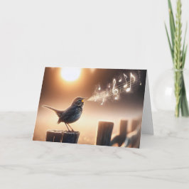 Verjaardagsvogel zingen op een hek kaart