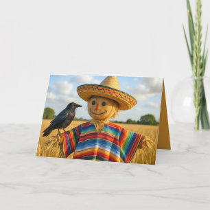 Verjaardagsvogelverschrikker met een Sombrero en P Kaart