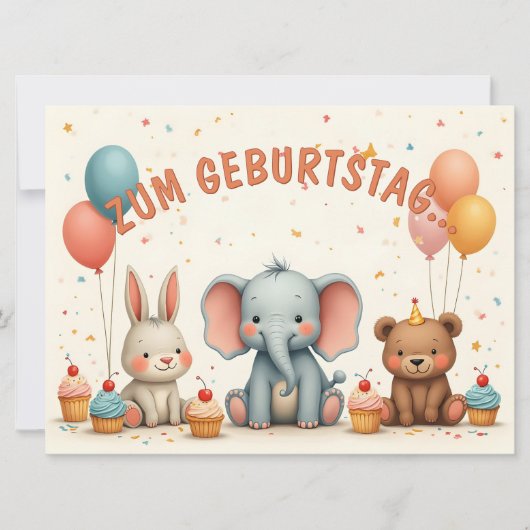 Verjaardagsvreugde met dierlijke vrienden (Voorkant)