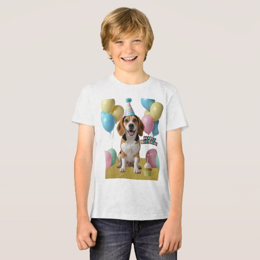 Verjaardagsvreugde met mijn beagle Tri-Blend shirt (Voorkant volledig)