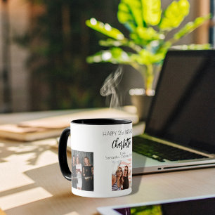 Verjaardagsvriend wit zwart foto namen mok