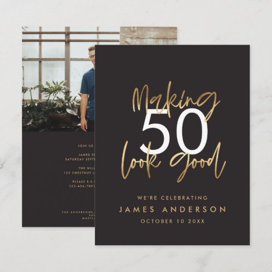 verjaardagsvriendelijke stijlvolle, elegante scrip kaart (Voorkant / Achterkant)