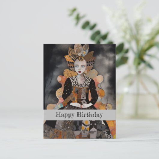 Verjaardagsvrouw Collage Briefkaart (Staand voorkant)