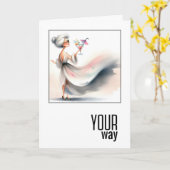 Verjaardagsvrouw met cocktail kaart (Gele Bloem)