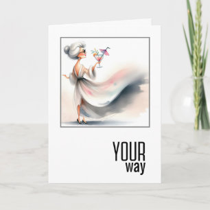 Verjaardagsvrouw met cocktail kaart