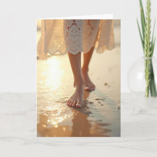 Verjaardagsvrouw op het strand kaart