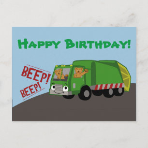 Verjaardagsvuilniswagen Briefkaart