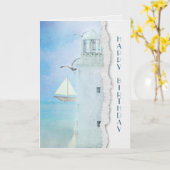 verjaardagsvuurtoren en zeilboot kaart (Gele Bloem)